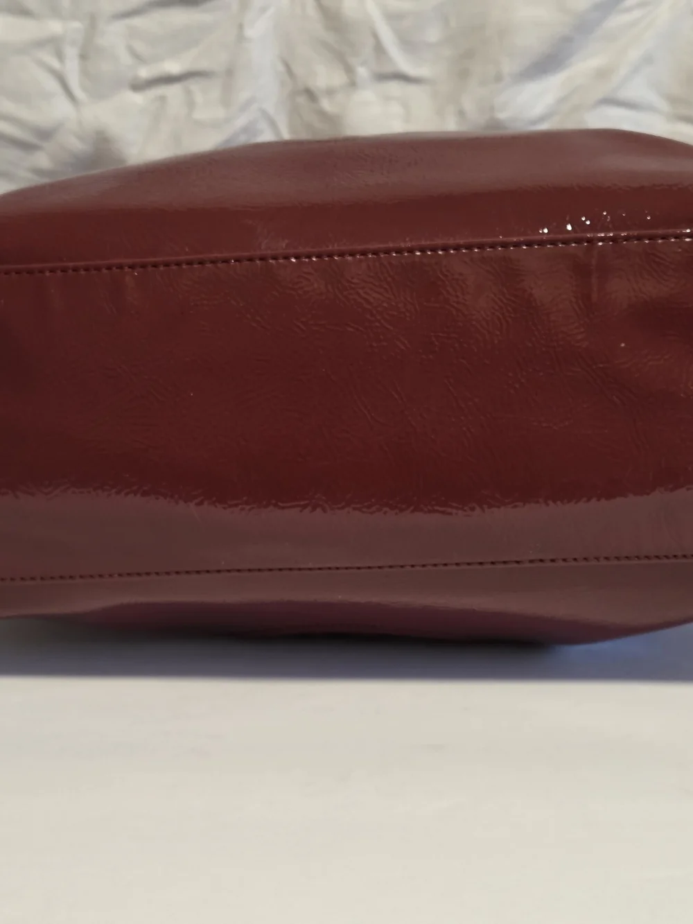 👜 Anne Klein Burgundy Patent Leather Chain Tote | Glossy Statement Shoulder Bag